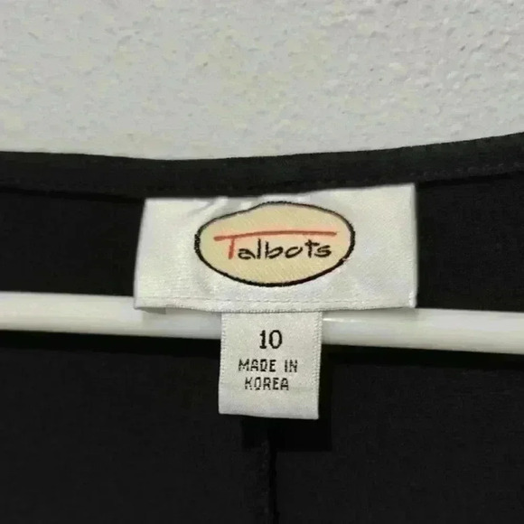 Talbots Vintage Black Dress Size 10 Gathered Wrap Waist Knee Length Half Sleeve - Picture 5 of 7